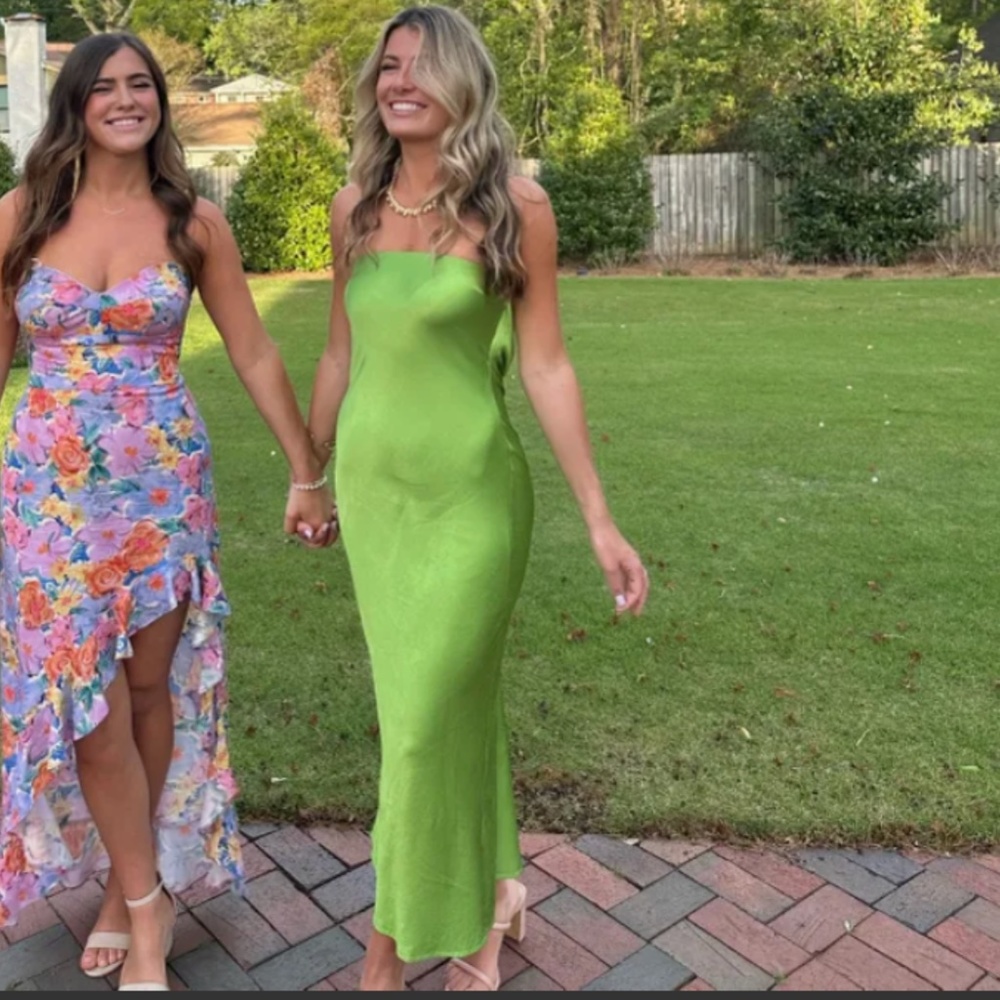 NWT Bec + Bridge Moon Dance Green Strapless Maxi Dress